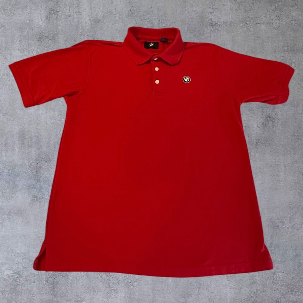 BMW Polo Shirt Mens Large Red Short Sleeve Embroidered‎ Logo M821